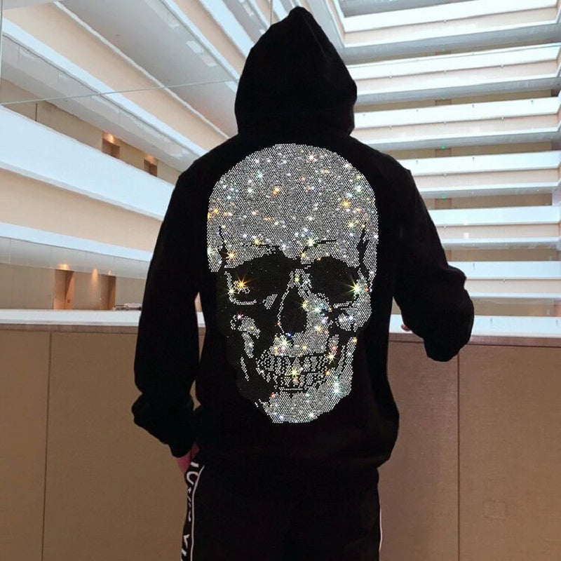 Basketball Men's Hoodie Trend Autumn Winter New Sports Fitness Leisure Loose Skull Pullover Jacket Fleece — image 1