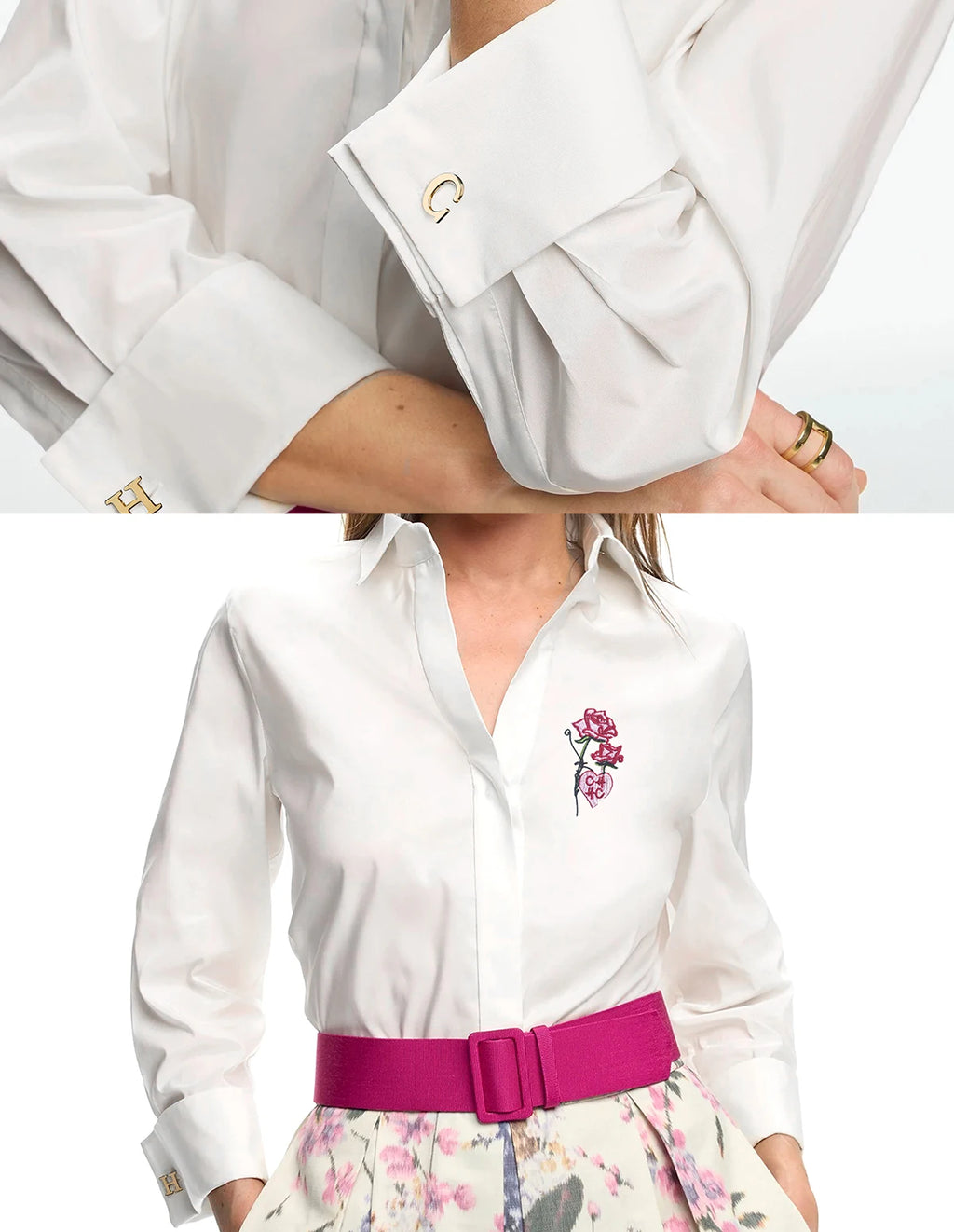 New Women Shirts Casual Long Sleeve Blouse Embroidered Flowers Elegant Lapel Loose Shirt Spring Summer Solid Office Lady Tops — image 15