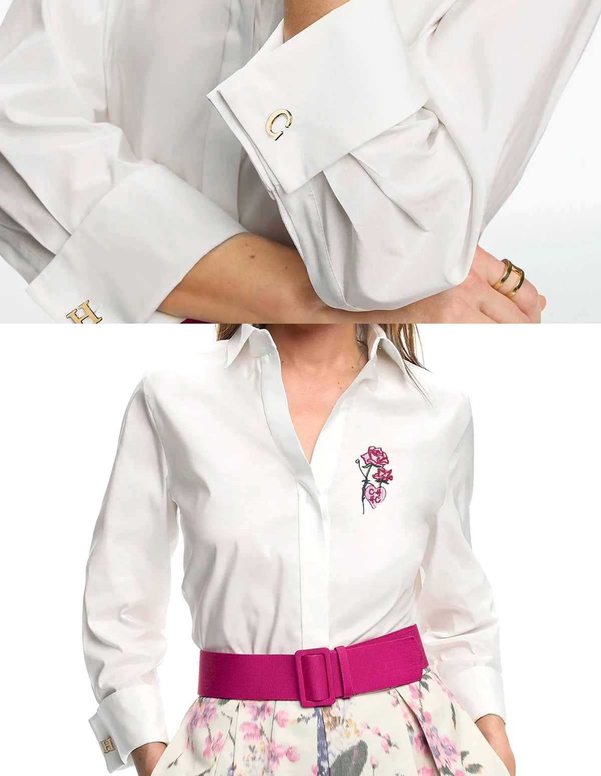New Women Shirts Casual Long Sleeve Blouse Embroidered Flowers Elegant Lapel Loose Shirt Spring Summer Solid Office Lady Tops — image 15