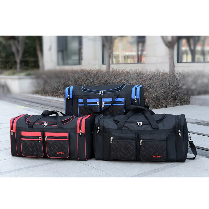 Men's Large Capacity Luggage Bag - Multi Pocket Travel Bag with Zipper Closure, Foldable Design, Ideal for Vacation and Sports E — image 4