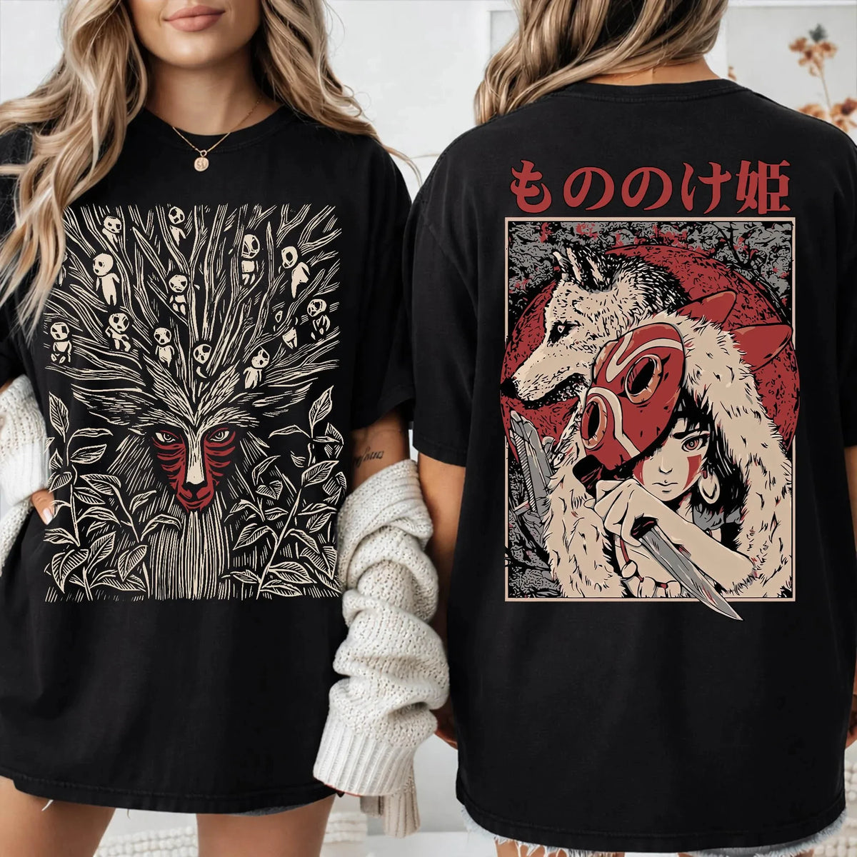 Plus Size Summer Women's Vintage  Mononoke T-Shirt Cotton Breathable Stylish Versatile Street Style Oversized — image 3