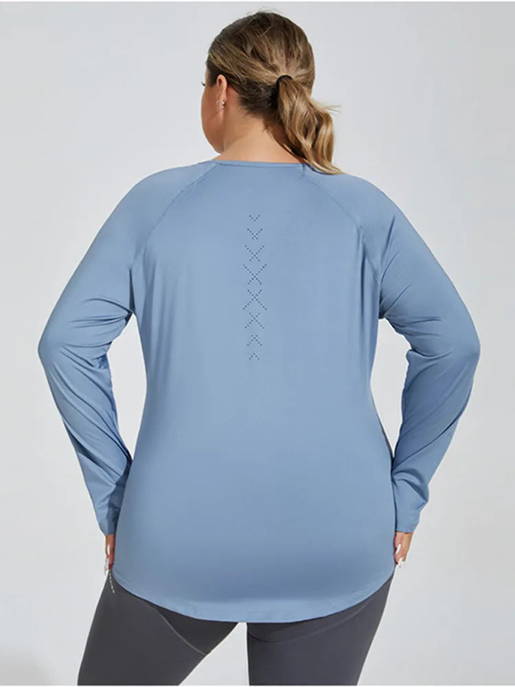 Plus Size Yoga Clothes Women 2025 Long Sleeve Sportswear Woman Gym Running Blouses Sports Tops Fitness T-shirt Workout Clothing — image 7