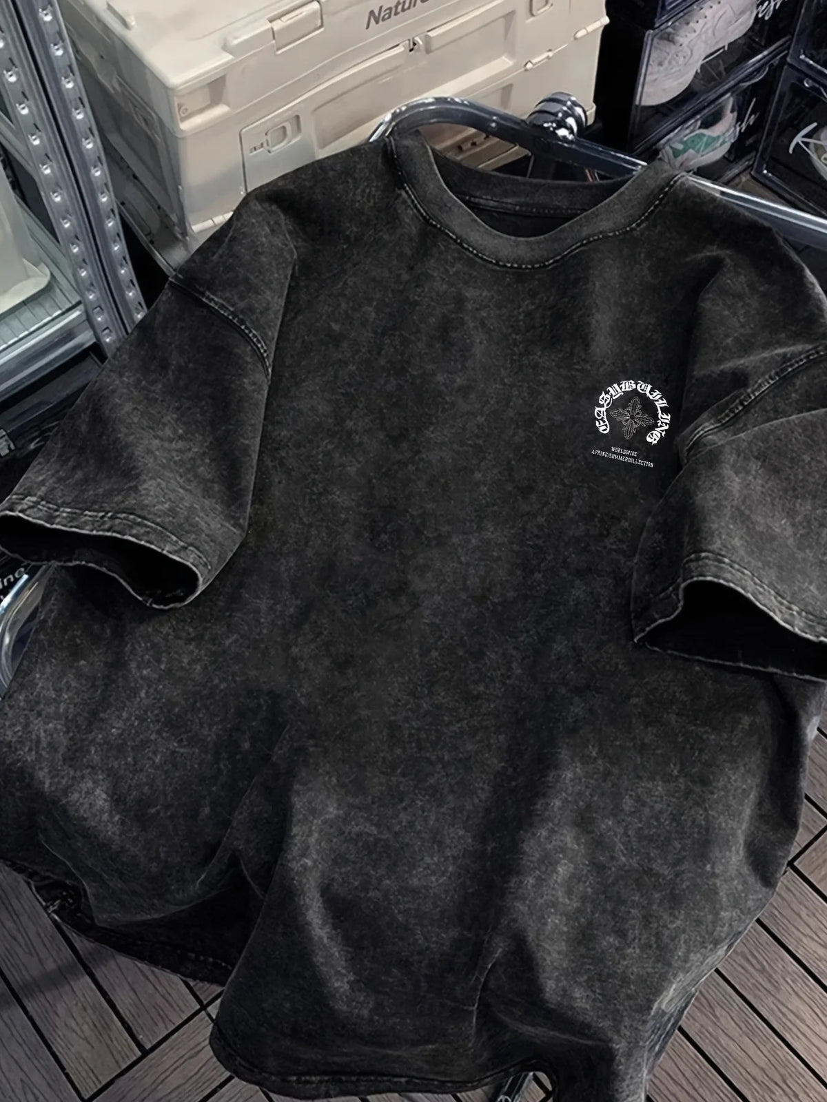 Men's Summer 100% Cotton Washed Black T Shirt  Funny Pattern Print Comfortable Soft Breathable Suitable Daily Wear Layering — image 2
