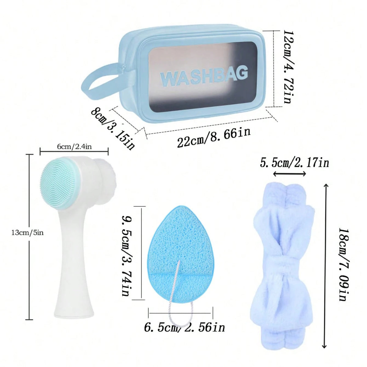 7-piece Home Skincare Set: Facial Cleansing Brush, Mask Sponge, Hair Band, Storage Bag, Multi-functional Beauty Tools — image 5