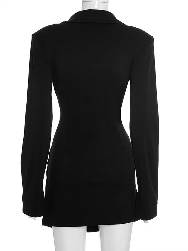 Women's Evening Dresses Deep V-neck Short Pleat Bodycon Dress Autumn 2025 Female Lapel Long Sleeves Waist Cinching New Partywear — image 14
