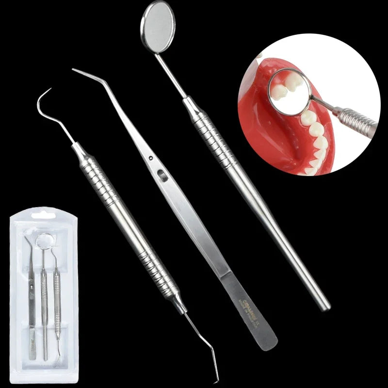 Kit Dental Mouth Mirror Tweezers Curve Probe Dentist Instrument Teeth Care Cleaning Dental Tools — image 8