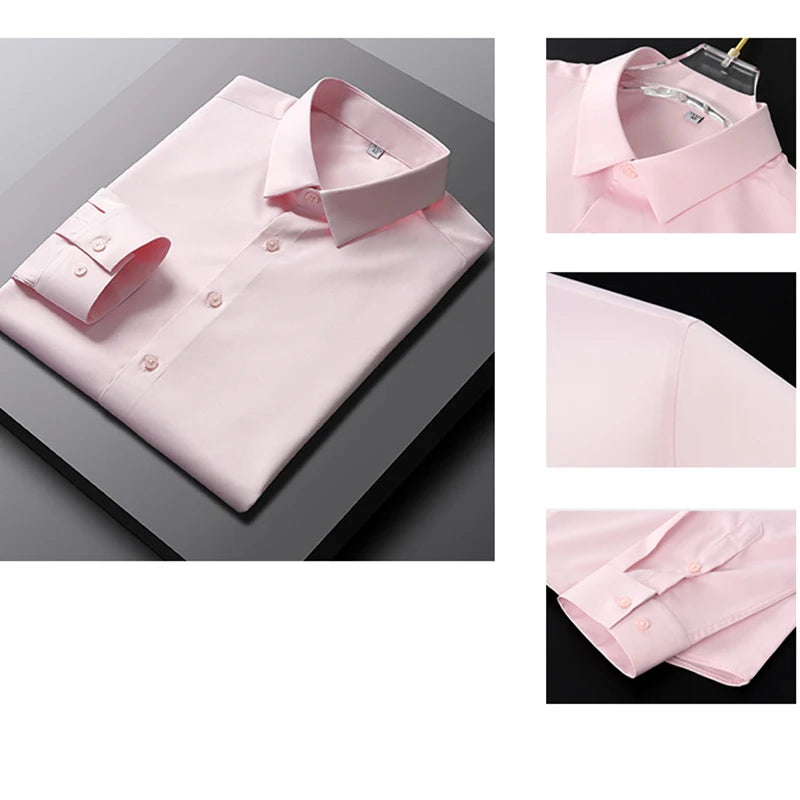 Men's Casual and Fashionable Long Sleeved Solid Color Shirt Non Ironing and Wrinkle Resistant Business Top — image 12