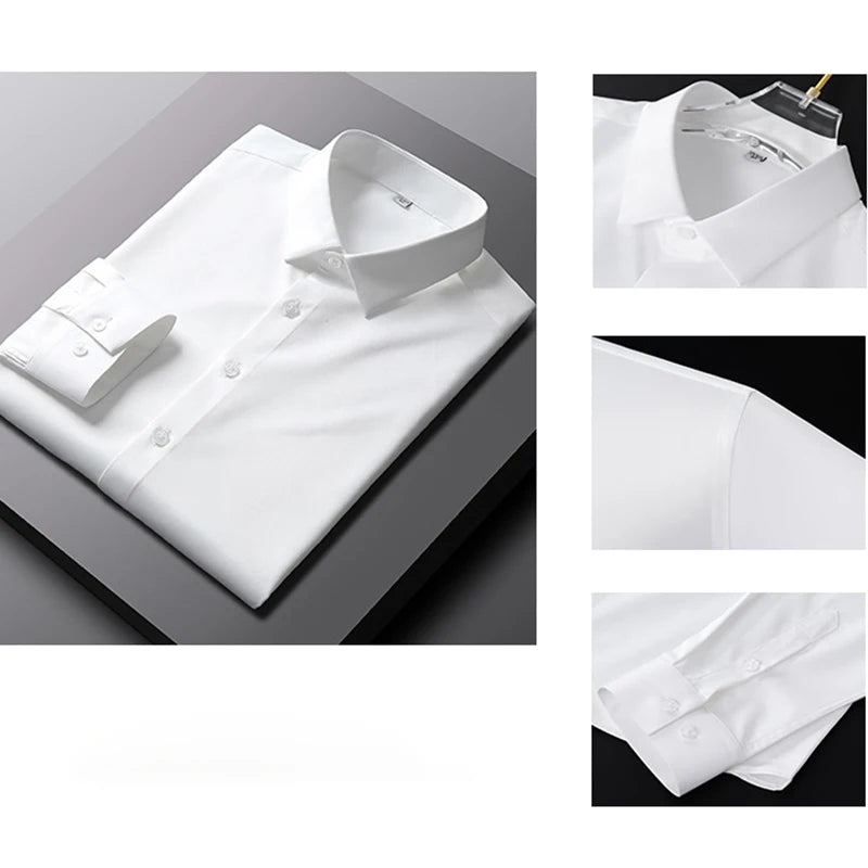 Men's Casual and Fashionable Long Sleeved Solid Color Shirt Non Ironing and Wrinkle Resistant Business Top — image 13