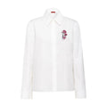 New Women Shirts Casual Long Sleeve Blouse Embroidered Flowers Elegant Lapel Loose Shirt Spring Summer Solid Office Lady Tops — image 2