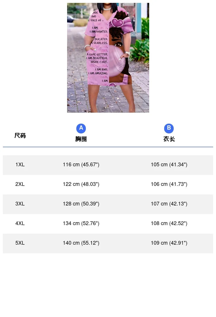 Women's Plus Size Clothing Cartoon Portrait & Letter Print Pocket Dress Casual Short Sleeve Dress For Spring & Summer — image 4