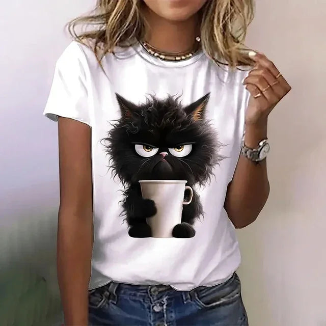 Women T-Shirts 3d Cat Kawaii Print Tops For Woman Fashion Casual Harajuku Cute Female Clothing Summer New Tshirts — image 3