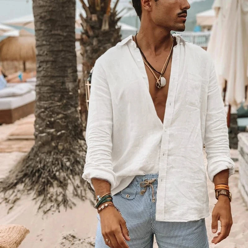 Men's Shirt Long Sleeve Regular Fit Men Casual Oversized Loose Single Breasted Shirt Leisure Spring Summer Male Blouse Shirt — image 6