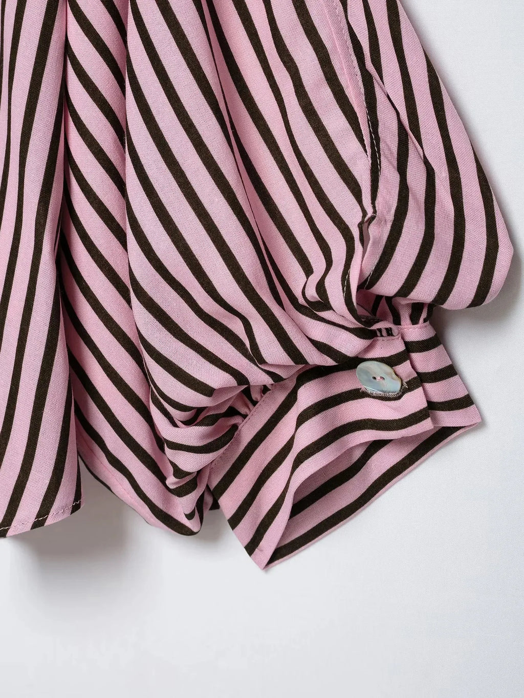 Women Striped Shirts For Women Vintage Elegant Puff Sleeve Summer New High Street Clothes Leisure Single-breasted Lapel Blouse — image 14