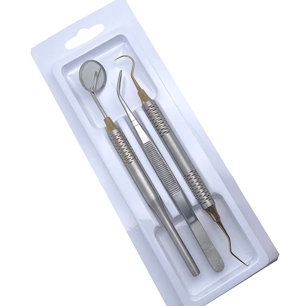 Kit Dental Mouth Mirror Tweezers Curve Probe Dentist Instrument Teeth Care Cleaning Dental Tools — image 4