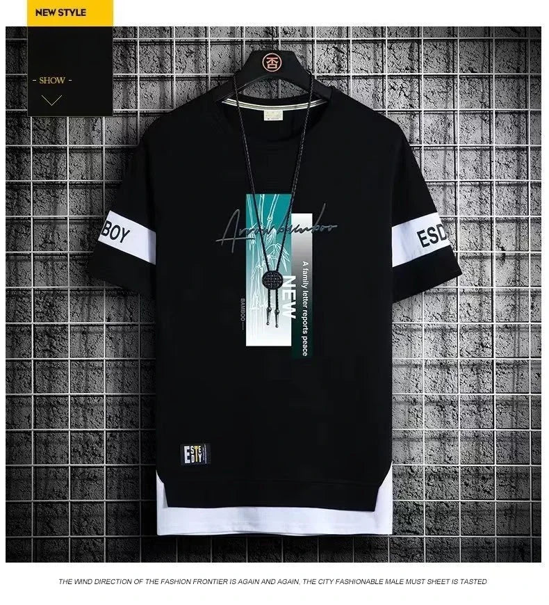 T Shirt for Men Set Summer Hot Selling Men's Short Sleeved T-shirt Casual Versatile Half Sleeved Trend Color Blocking Top Tshirt — image 11