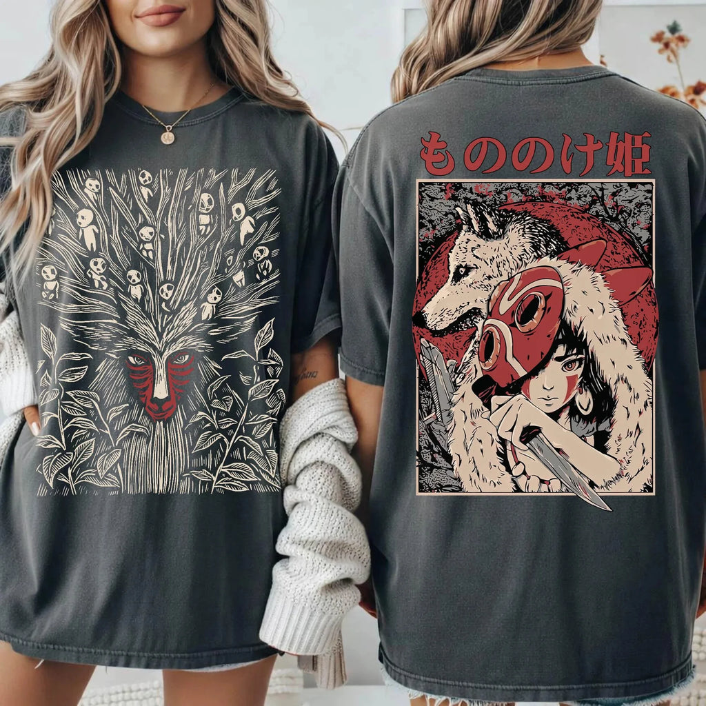 Plus Size Summer Women's Vintage  Mononoke T-Shirt Cotton Breathable Stylish Versatile Street Style Oversized — image 2