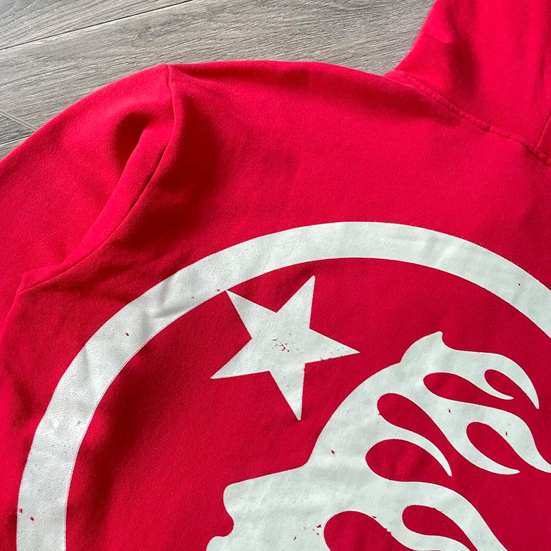 Red Hoodie Red Wash Hooded Sweater — image 8