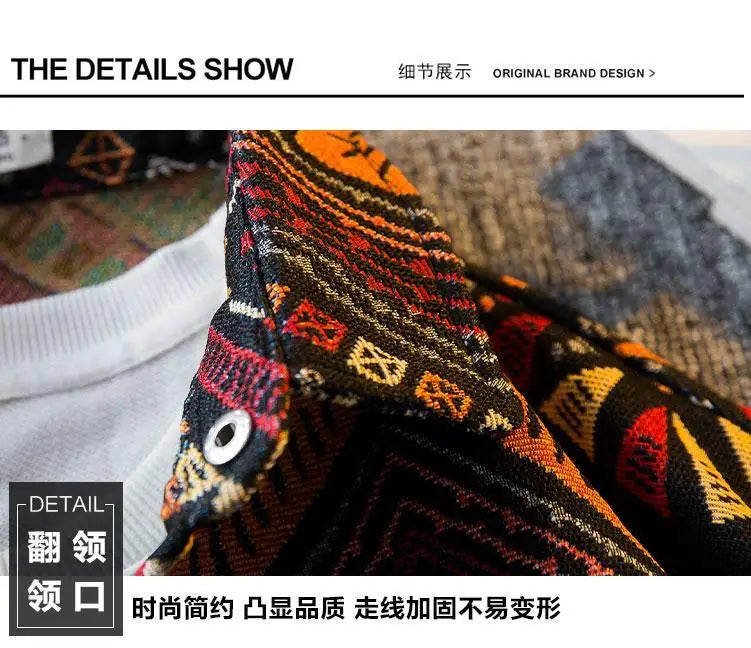 Men's high-density woven shirt men's high-end retro ethnic style long sleeved shirt trendy clothing jacket men clothing shirt — image 18