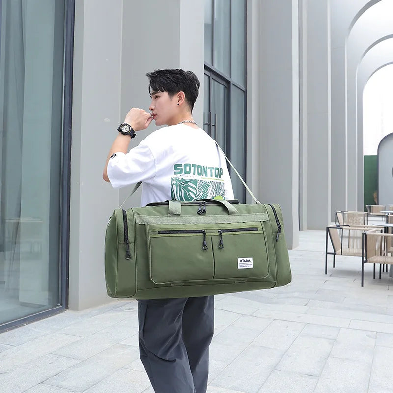 70CM 70L Nylon Luggage Travel Gym Outdoor Bag Large Travelling For Women Men Duffle Handbags Shoulder Weekend Sports Bag maletas — image 1