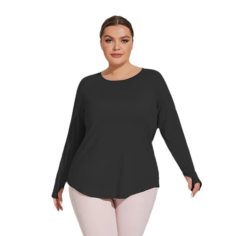 Plus Size Yoga Clothes Women 2025 Long Sleeve Sportswear Woman Gym Running Blouses Sports Tops Fitness T-shirt Workout Clothing — image 5