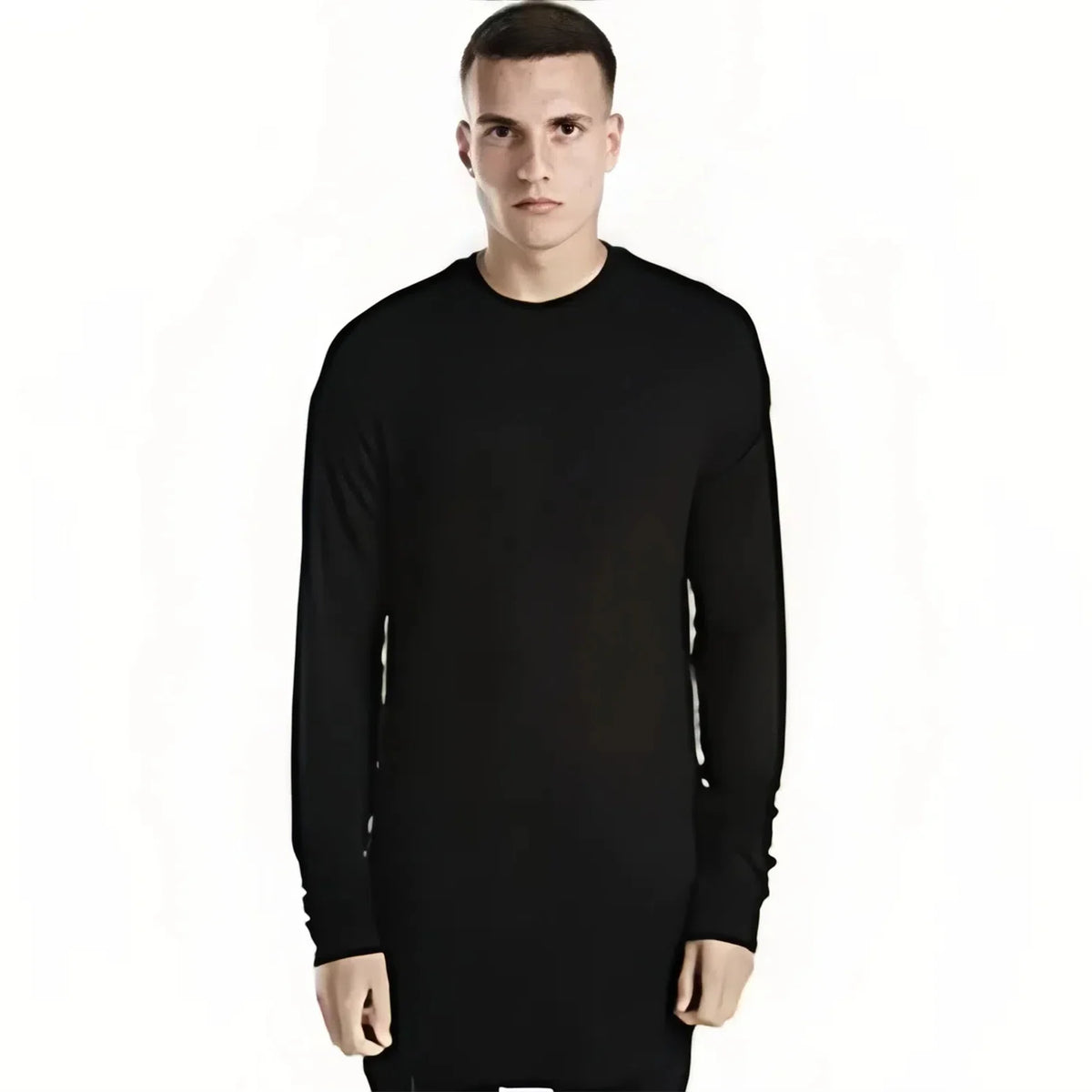 MRMT 2026 Brand New Men's T Shirt High Street Arc Hem Long Sleeved Men T-shirt Solid Color Base Man Hip Hop Tops Tees For Male — image 3
