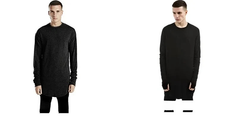 MRMT 2026 Brand New Men's T Shirt High Street Arc Hem Long Sleeved Men T-shirt Solid Color Base Man Hip Hop Tops Tees For Male — image 20
