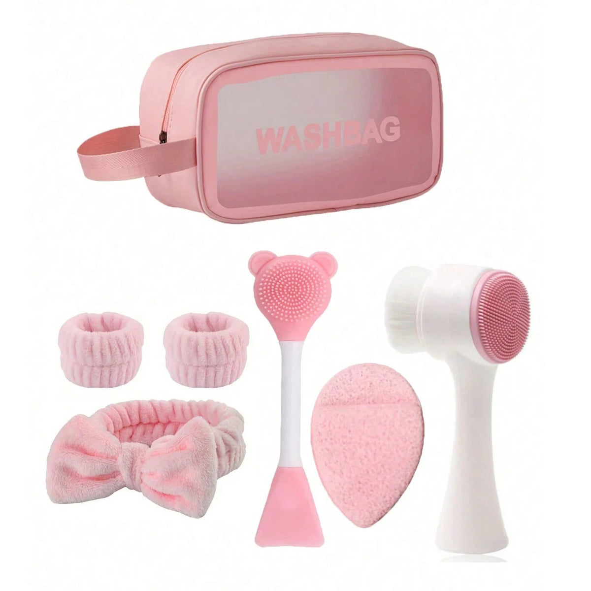 7-piece Home Skincare Set: Facial Cleansing Brush, Mask Sponge, Hair Band, Storage Bag, Multi-functional Beauty Tools — image 7