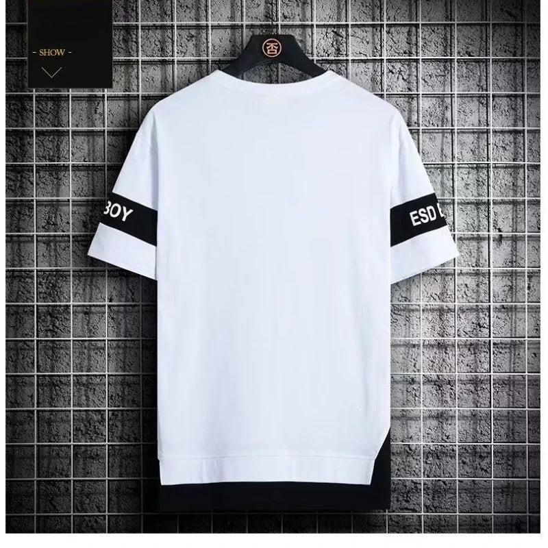 T Shirt for Men Set Summer Hot Selling Men's Short Sleeved T-shirt Casual Versatile Half Sleeved Trend Color Blocking Top Tshirt — image 6