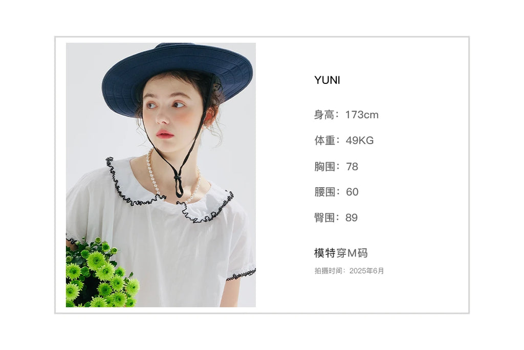 Female clothing women's dresses for woman White Peter‑Pan Collar  Ruffle Trim Loose‑Fit Flowy A‑Line Casual Midi Ladies Dress — image 10