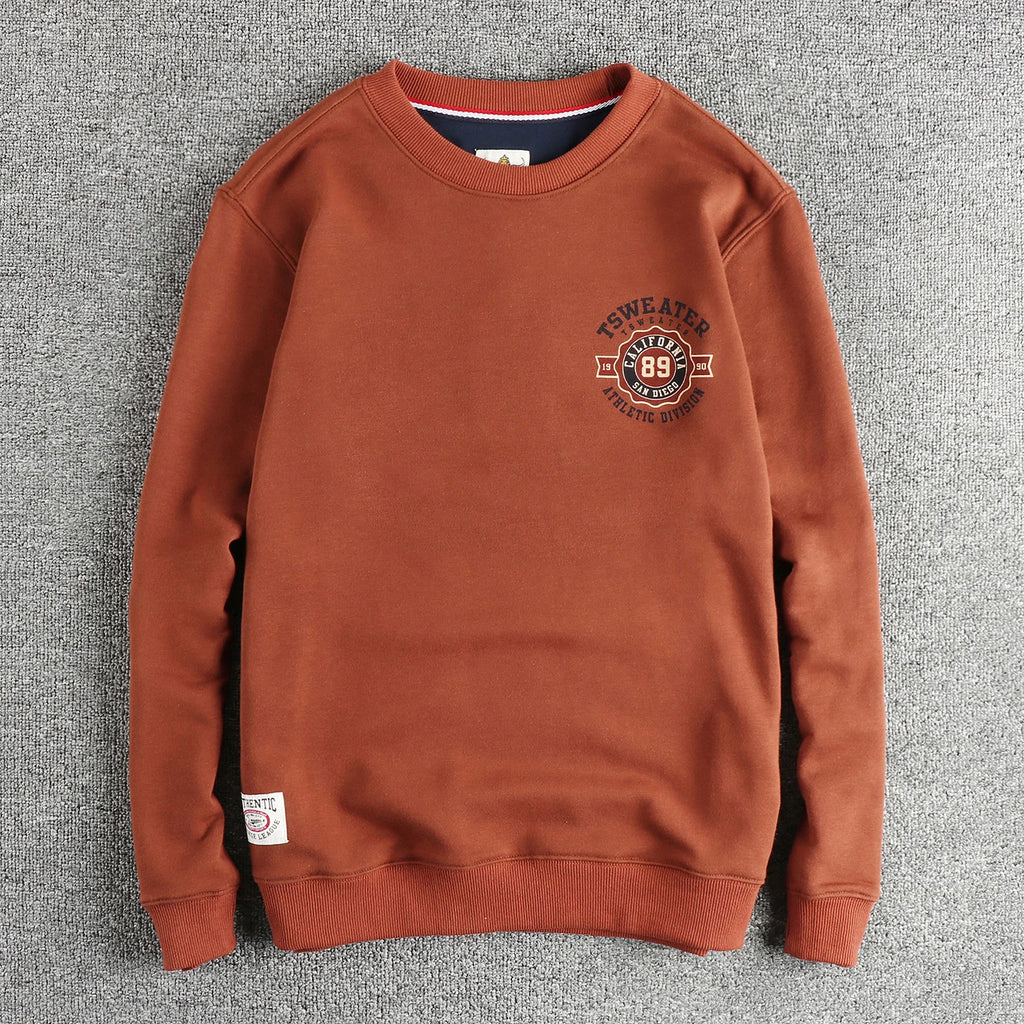 Men's hoodie autumn Hong Kong style casual design sense of printed round neck pullover fashion youth top long sleeves all match — image 1