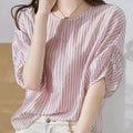 Women's Shirt And Blouse With Short Sleeve Summer Female Tops Crop Loose Cute Elegant Premium Promotion Economic Chic Fine — image 1
