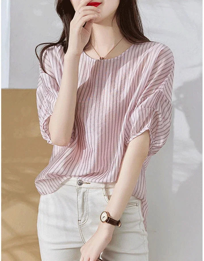 Women's Shirt And Blouse With Short Sleeve Summer Female Tops Crop Loose Cute Elegant Premium Promotion Economic Chic Fine — image 13