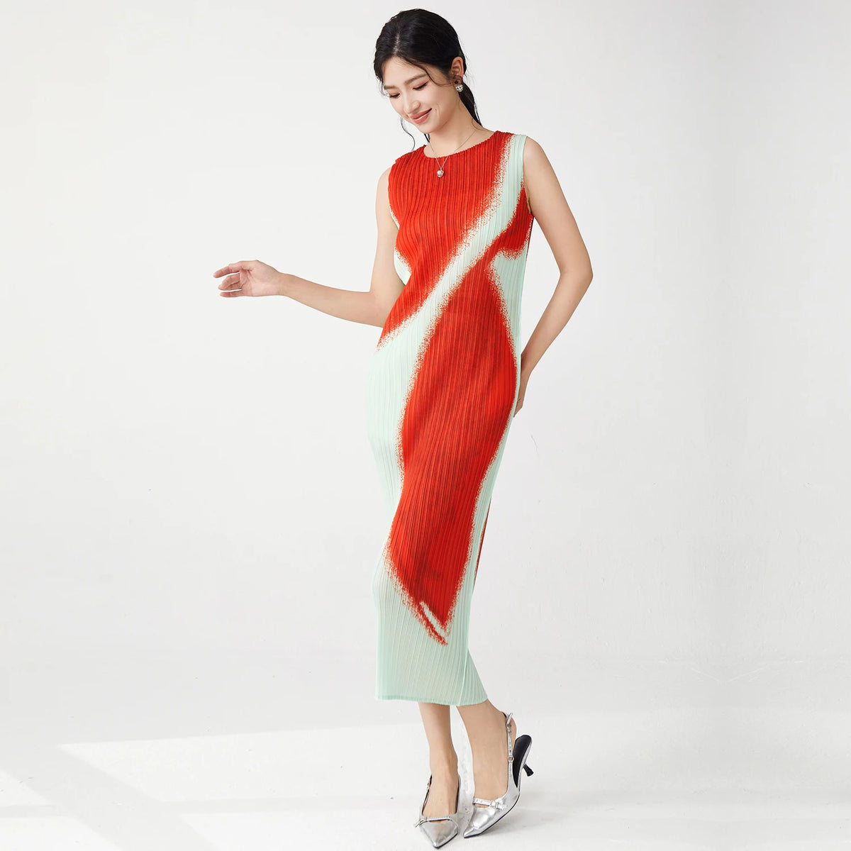 Women Clothing Wholesale Summer Ladies Fashion Dresses High Quality Stretch Sleeveless Dresses — image 4