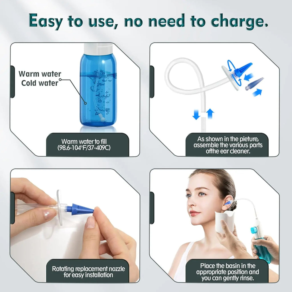 Ear Wax Removal Tool Manual Ear Irrigation Flushing Kit Ear Cleaner Full Set of Cleaning Tools and 30 Disposable Soft Ear Tips — image 3
