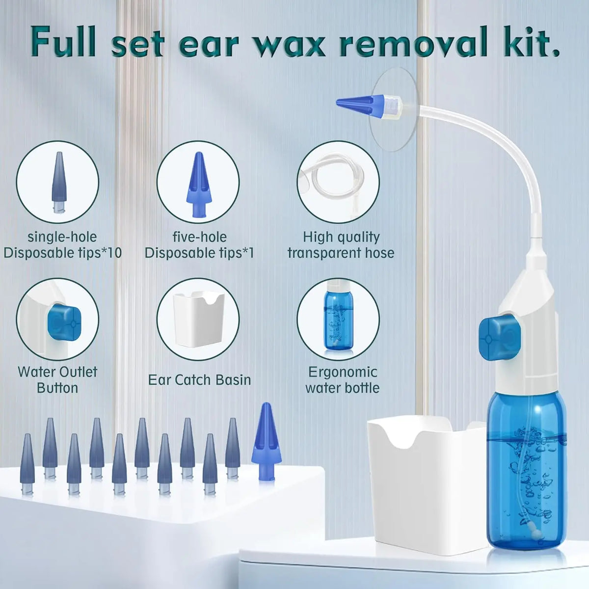 Ear Wax Removal Tool Manual Ear Irrigation Flushing Kit Ear Cleaner Full Set of Cleaning Tools and 30 Disposable Soft Ear Tips — image 4