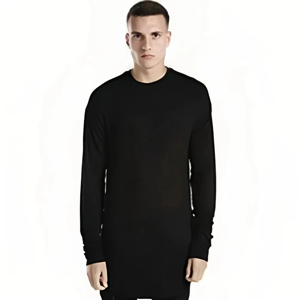 MRMT 2026 Brand New Men's T Shirt High Street Arc Hem Long Sleeved Men T-shirt Solid Color Base Man Hip Hop Tops Tees For Male — image 16
