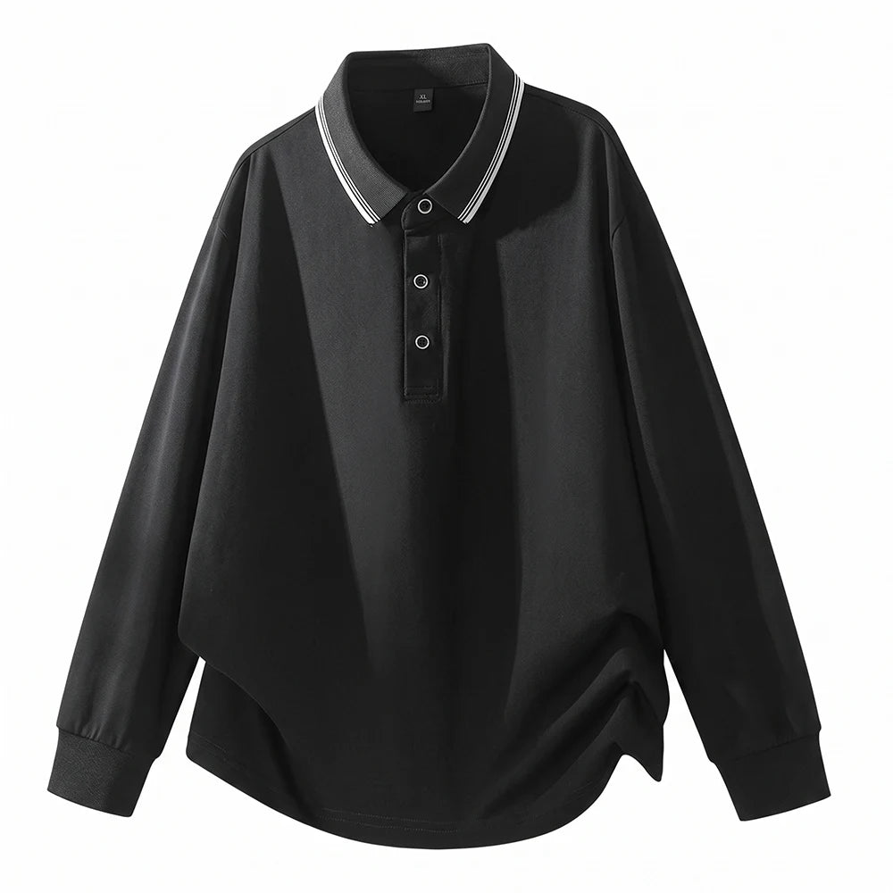 Plus Size Men Long Sleeve Polo Shirts Autumn Winter Polos 5XL 6XL 7XL 100-175kg Loose Oversized Tops Big Size Men Clothing 3XL — image 4