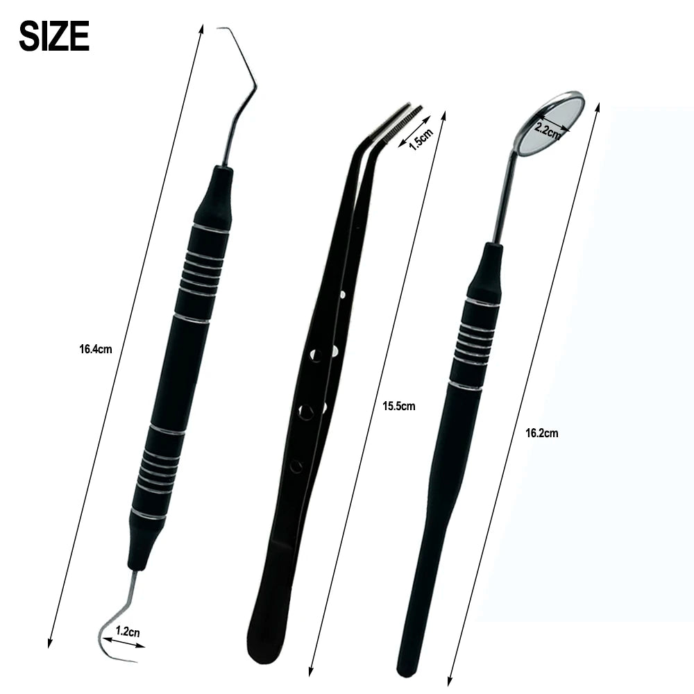Kit Dental Mouth Mirror Tweezers Curve Probe Dentist Instrument Teeth Care Cleaning Dental Tools — image 11