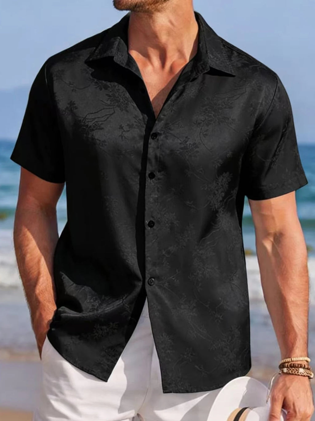 Men's Embroidered Shirt  Short Sleeve Shirt Casual Summer Beach Button Down Shirts — image 9