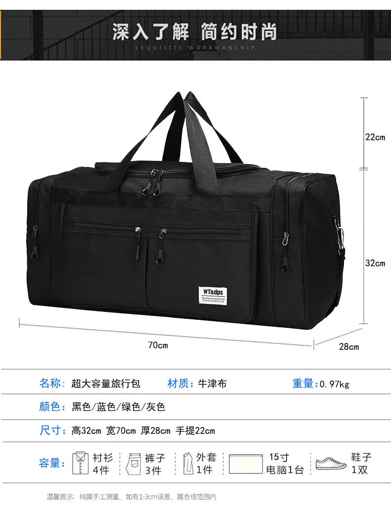 70CM 70L Nylon Luggage Travel Gym Outdoor Bag Large Travelling For Women Men Duffle Handbags Shoulder Weekend Sports Bag maletas — image 12