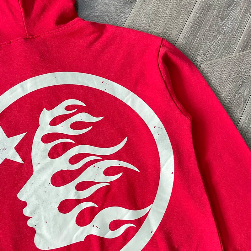Red Hoodie Red Wash Hooded Sweater — image 9