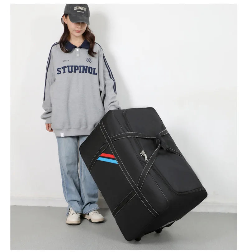 Large Capacity Trolley Bags with Wheels Foldable Luggage Wheeled Bag Travel Suitcase Waterproof Handbag Weekend Rolling Luggage — image 16