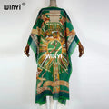 Printed Dresses For Women 2021 Fashion Design Loose Dress Batwing Maxi Long Femme Vestidos Summer Autumn Party Elegant Dress — image 1