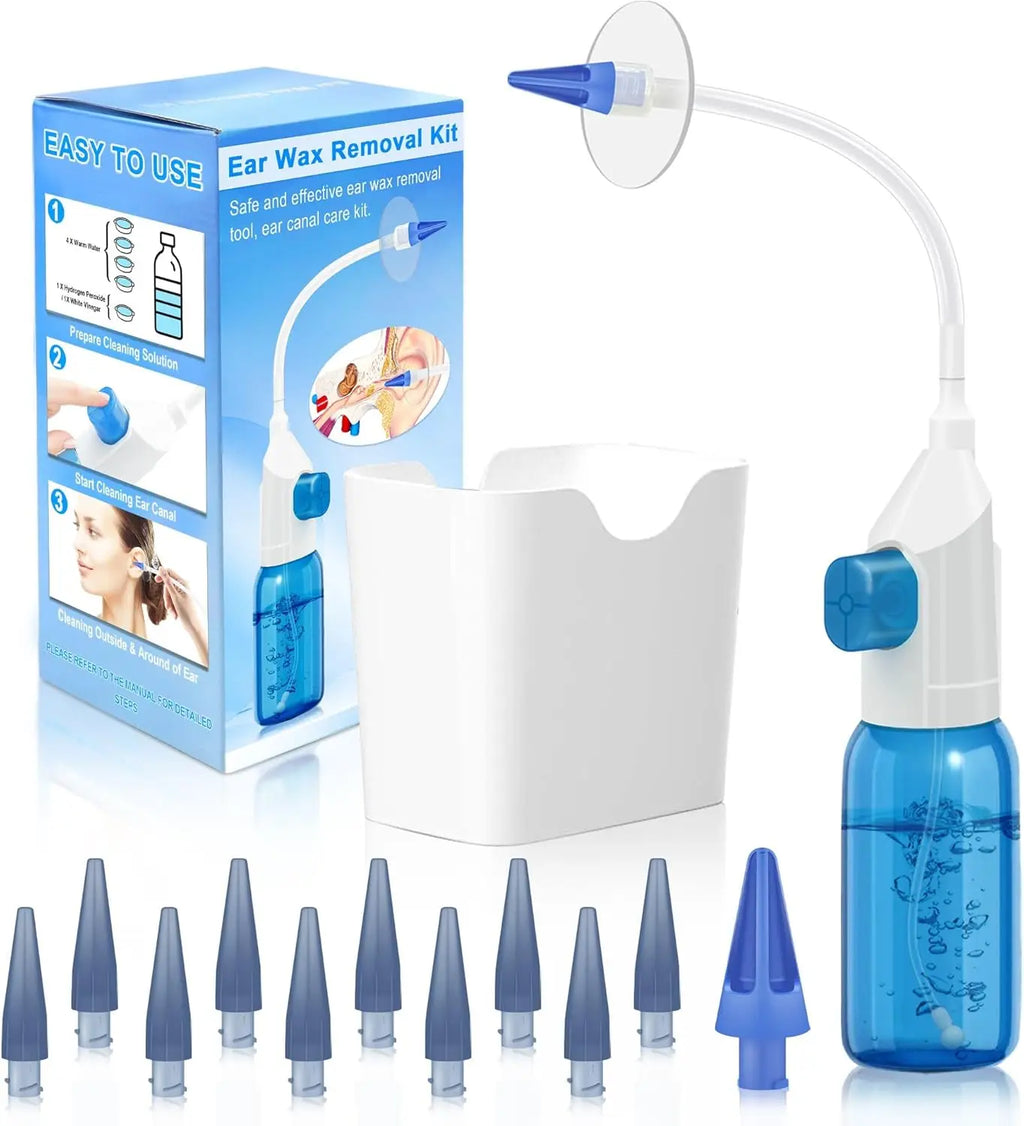 Ear Wax Removal Tool Manual Ear Irrigation Flushing Kit Ear Cleaner Full Set of Cleaning Tools and 30 Disposable Soft Ear Tips — image 1