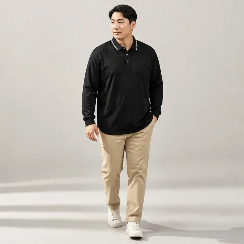 Plus Size Men Long Sleeve Polo Shirts Autumn Winter Polos 5XL 6XL 7XL 100-175kg Loose Oversized Tops Big Size Men Clothing 3XL — image 10