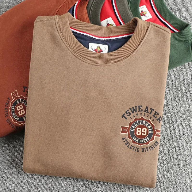 Men's hoodie autumn Hong Kong style casual design sense of printed round neck pullover fashion youth top long sleeves all match — image 5