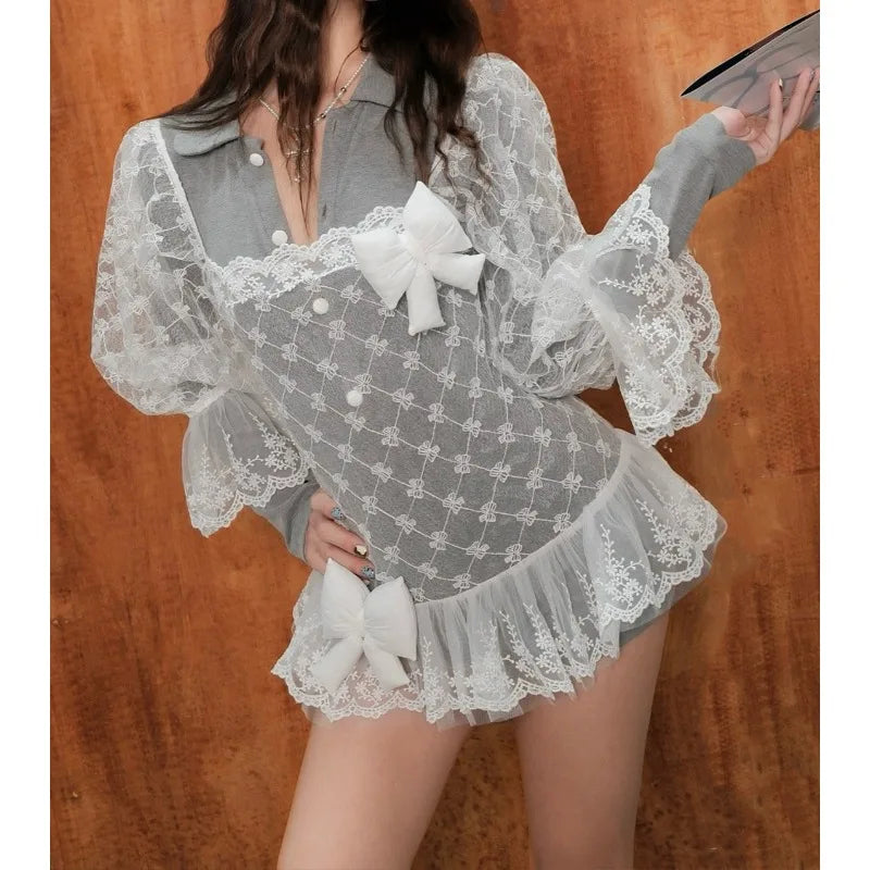 Women's Clothing 2026 Spring New Fashion French Lace See-through Hook-up Dress with Jumpsuit — image 2