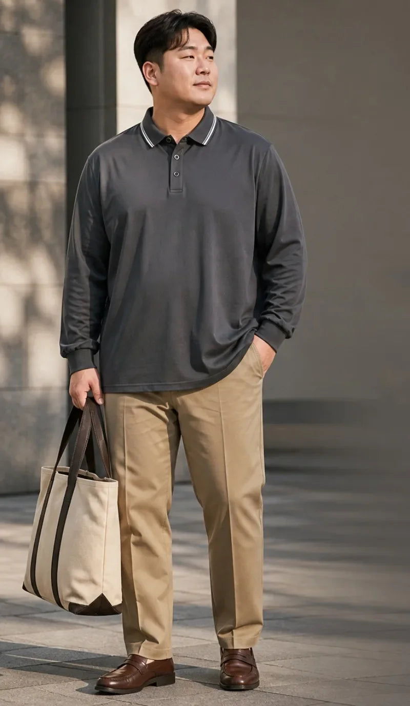 Plus Size Men Long Sleeve Polo Shirts Autumn Winter Polos 5XL 6XL 7XL 100-175kg Loose Oversized Tops Big Size Men Clothing 3XL — image 12
