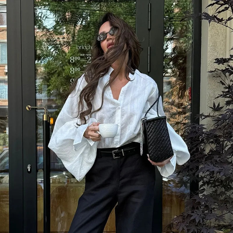Fashion White Shirts Women Long Sleeve Oversize Blouse 2025 New Spring Summer Basic Tops Cotton Chic Shirt for Women — image 4