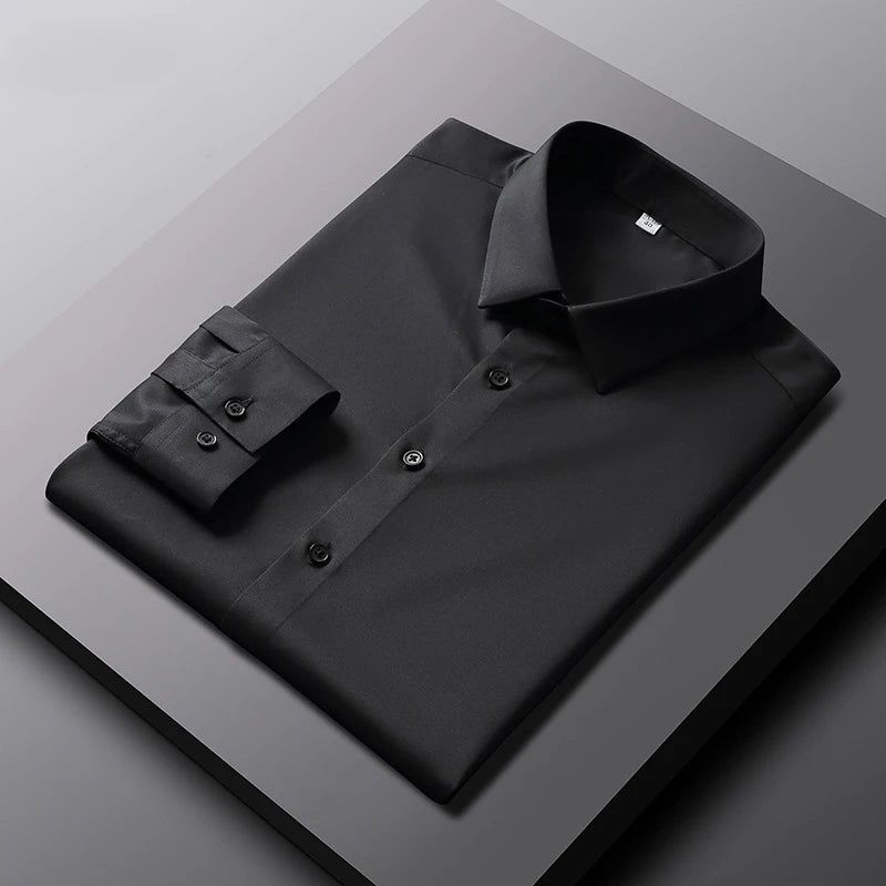 Men's Casual and Fashionable Long Sleeved Solid Color Shirt Non Ironing and Wrinkle Resistant Business Top — image 19